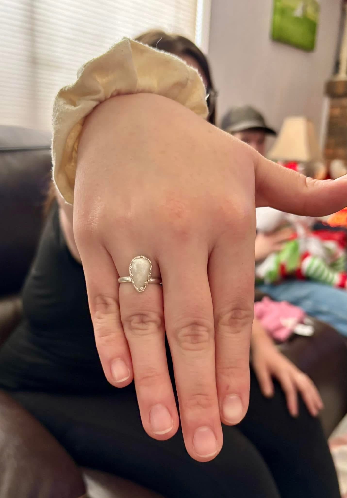 Tear drop silver breastmilk ring