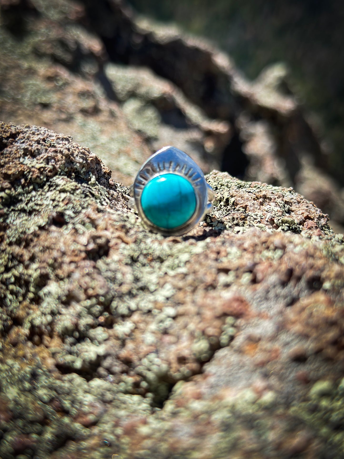 Handcrafted Teardrop Sleeping Beauty Turquoise Statement Ring | Unique Artisan Jewelry