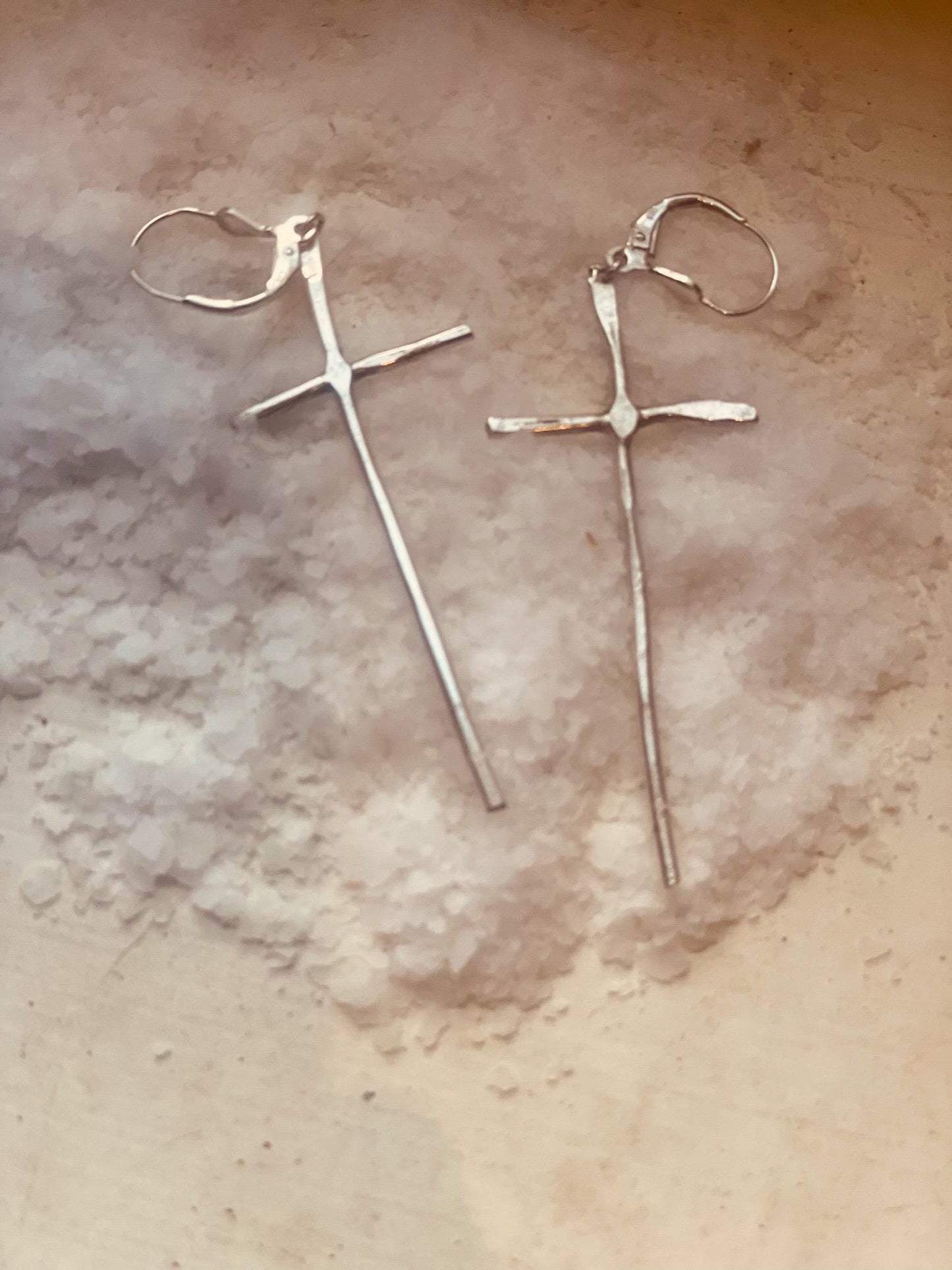Handcrafted Sterling Silver Cross Dangle Earrings – Minimalist Christian Jewelry