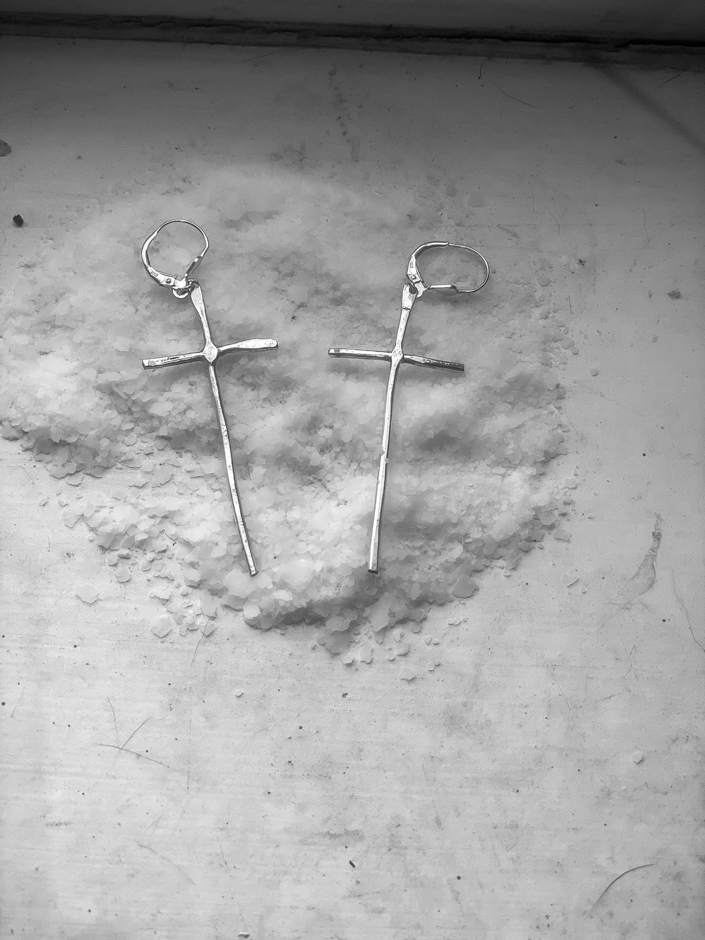 Handcrafted Sterling Silver Cross Dangle Earrings – Minimalist Christian Jewelry