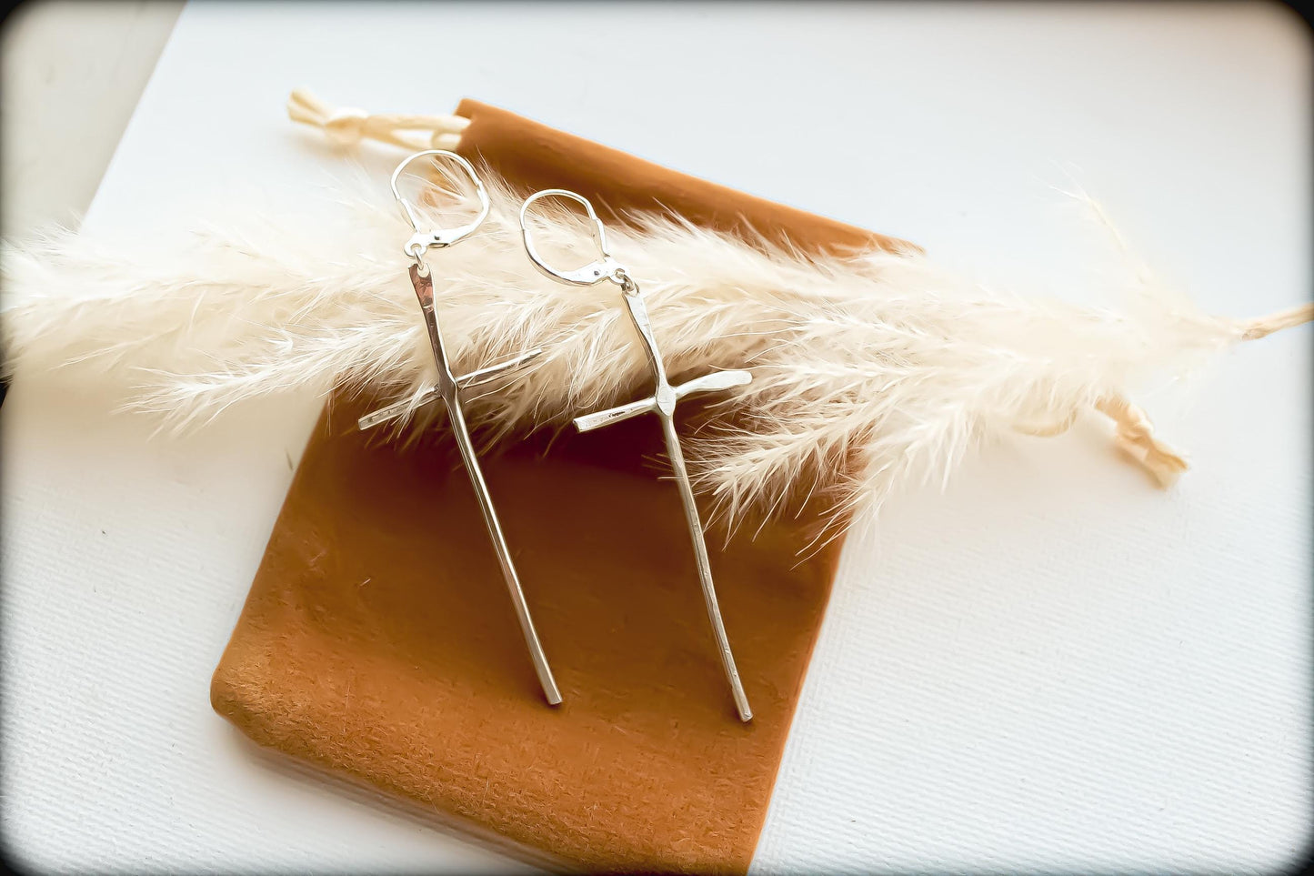 Handcrafted Sterling Silver Cross Dangle Earrings – Minimalist Christian Jewelry