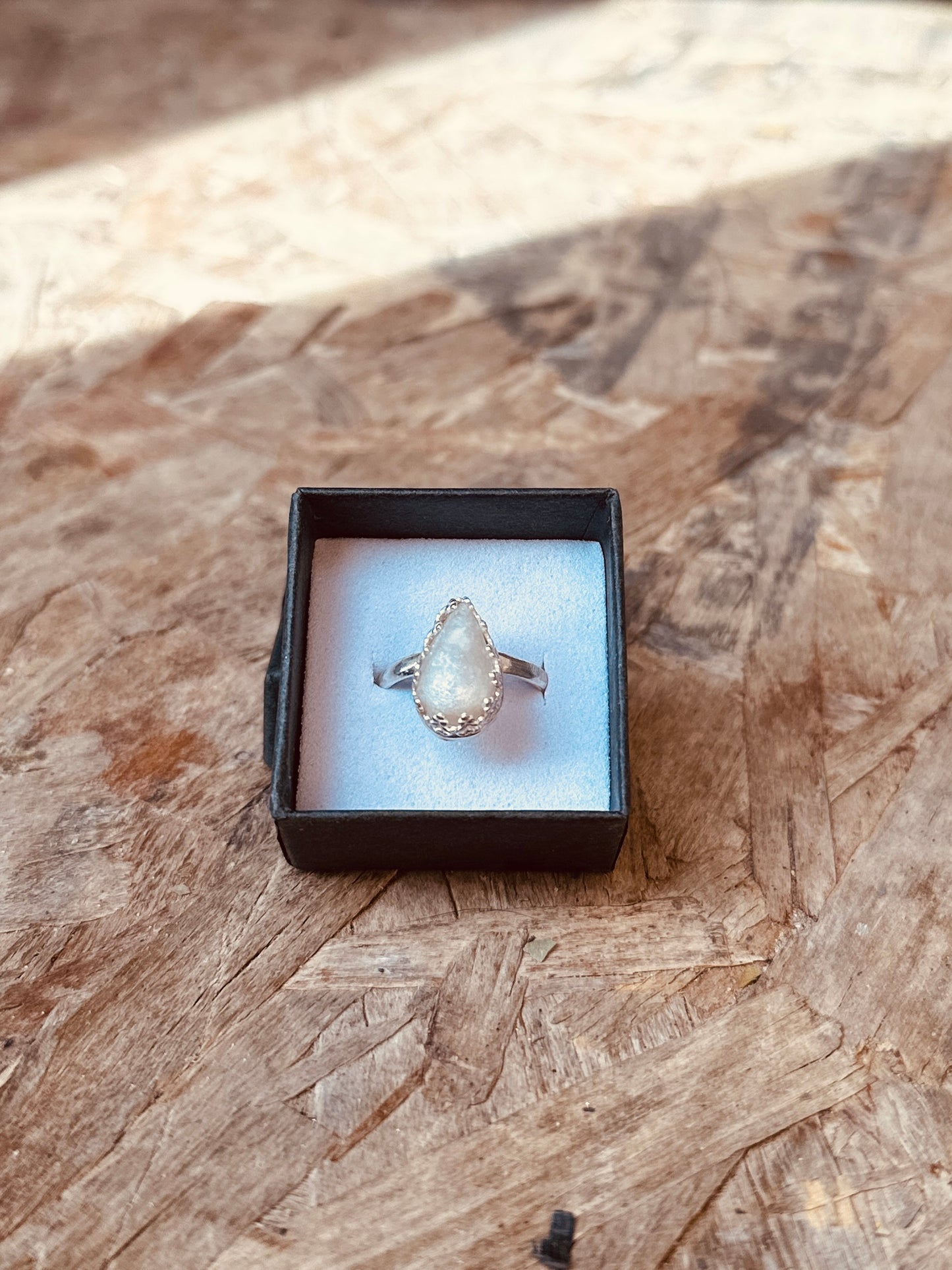Tear drop silver breastmilk ring