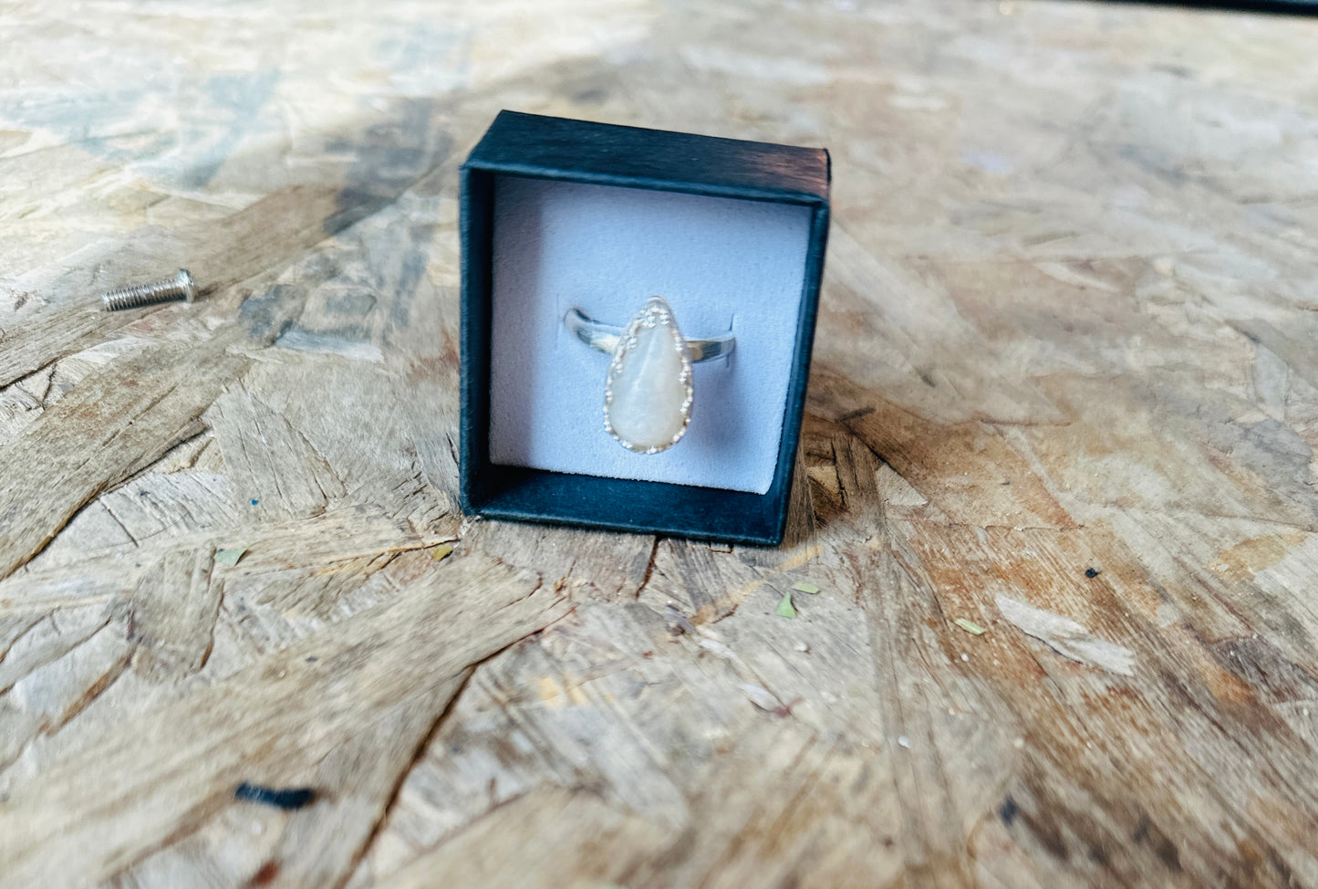 Tear drop silver breastmilk ring