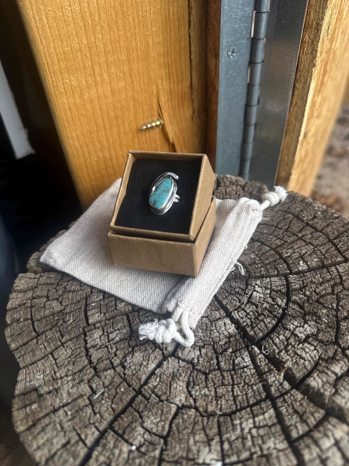 Turquoise Statement Ring with Sterling Silver Feather Accent | Boho Chic Jewelry | Unique Handmade Ring | Gift for Her
