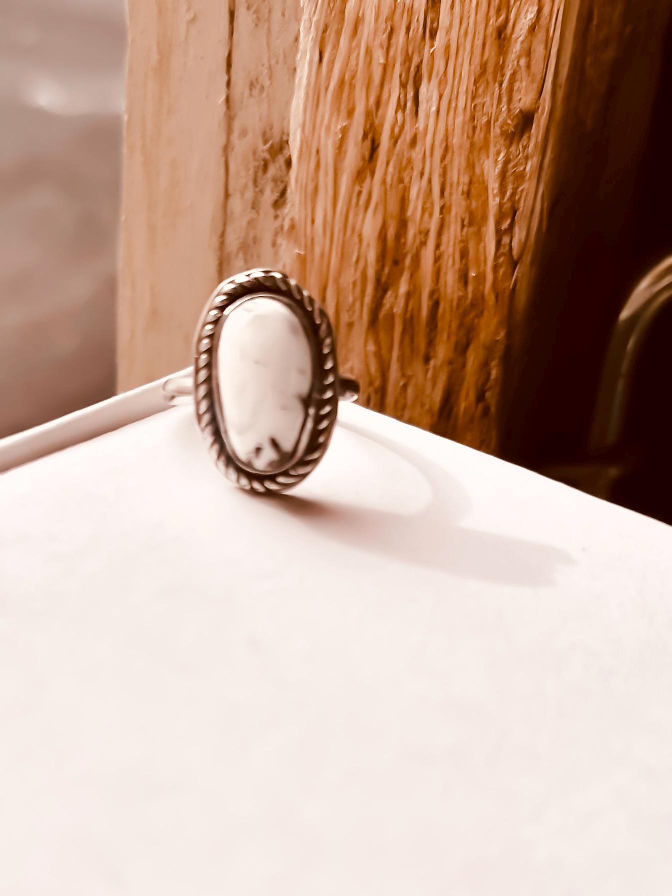 Handmade White Buffalo Statement Ring | Unique Artisan Jewelry | Custom Silver Ring